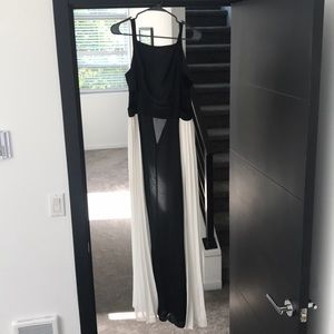 Women’s black and white cocktail dress